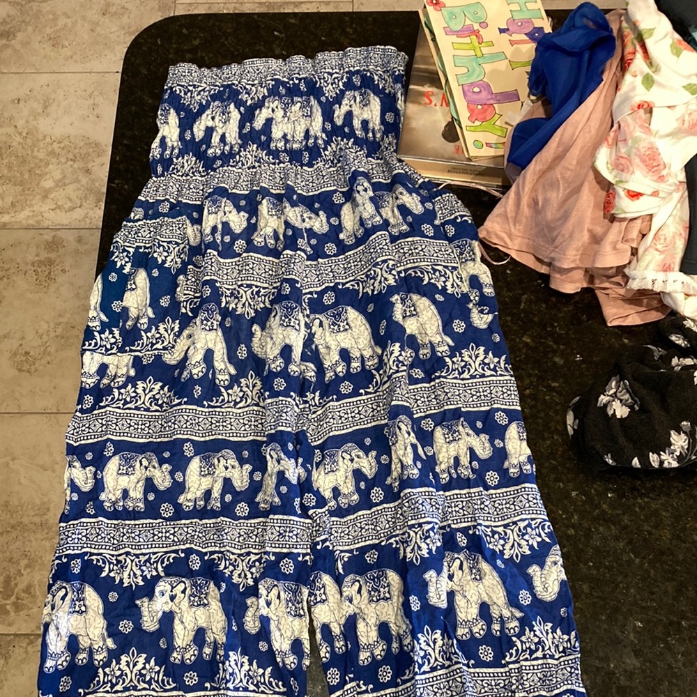 Blue elephant pants! Worn a couple times! Smoke free home